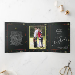Kerst Persoonlijke Familie Foto Rustiek Drieluik Wenskaart
