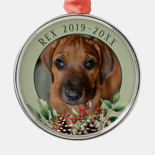 Kerst Pet Memorial Metalen Ornament (Voorkant)