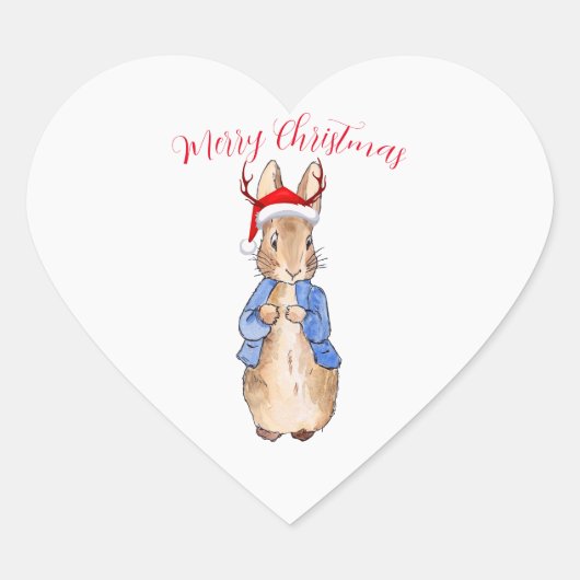 Kerst Peter het Konijnenrendier pet Hart Sticker (Voorkant)