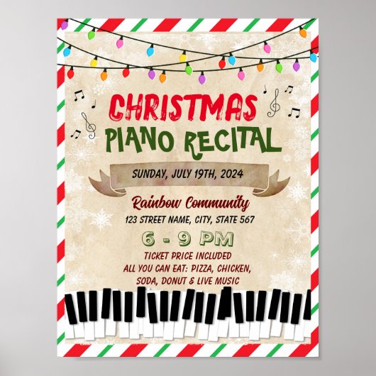 Kerst Piano Overweging school evenement sjabloon Poster (Voorkant)