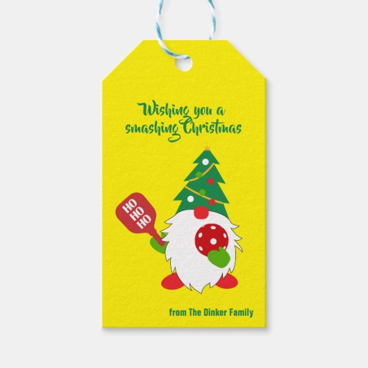 🎅💛Kerst pickleball papier Cadeaulabel (Voorkant)