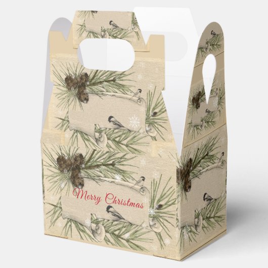 Kerst Pijnappels Sneeuwvlokken Vogels Bedankdoosjes (Geopend)