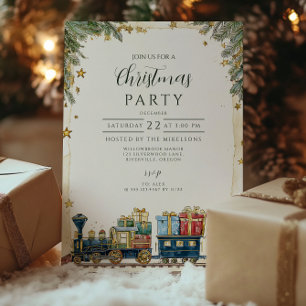 Kerst Pine en Cadeaus Train Kaart