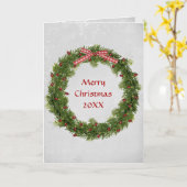 Kerst Pine krans met rode Gingham Bow Kaart (Gele Bloem)