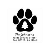 Kerst Pine Tree Paw Print Vakantieadres Rubberstempel (Afrduk)