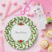 Kerst Pinecones & Rode bessen Papieren Bordje (Feest)