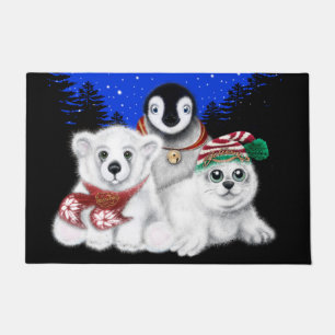 Kerst pinguïn baby ijsbeer zeehond jong deurmat