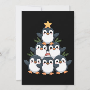 Kerst Pinguïn Boom Ster Kerstman Muts Sneeuwvlok Kaart