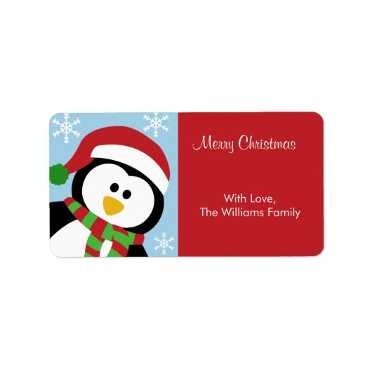 Kerst Pinguïn Gepersonaliseerde Gift Labels (Voorkant)