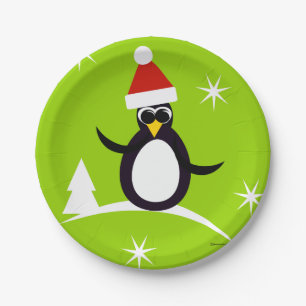 Kerst Pinguïn Kerstpapier Feestborden Papieren Bordje