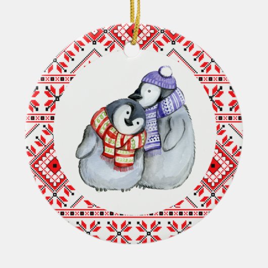 Kerst Pinguïn Winter Dieren Decoratie Bauble (Voorkant)