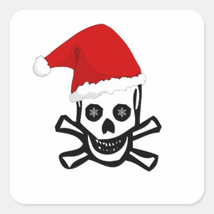 Kerst-piraat-schedel met Santa Hat Vierkante Sticker