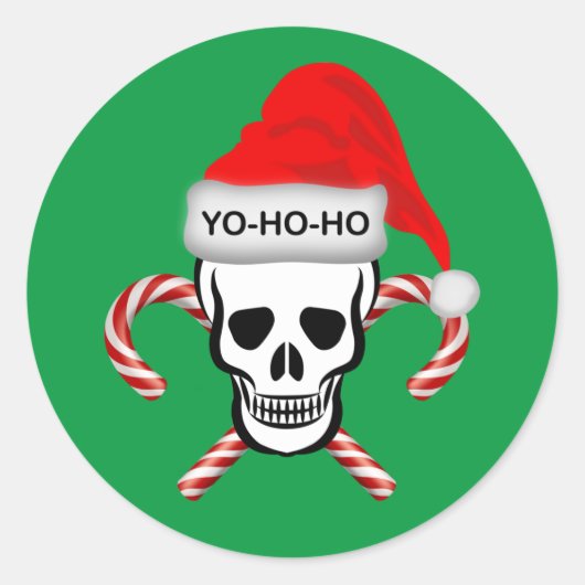 Kerst, Pirate Skull Ronde Sticker (Voorkant)