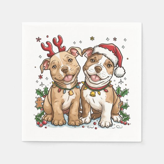 Kerst Pit Bull Honden Servet (Voorkant)