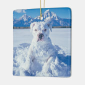 Kerst Pitbull Dog Snowman Keramisch Ornament (Links)