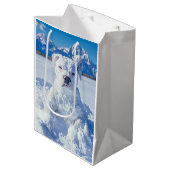 Kerst Pitbull Dog Snowman Medium Cadeauzakje (Voorkant Gekanteld)
