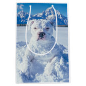 Kerst Pitbull Dog Snowman Medium Cadeauzakje (Voorkant)