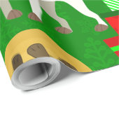 Kerst Pitbull Puppy Kerstman Hond Cadeaupapier (Rol Hoek)