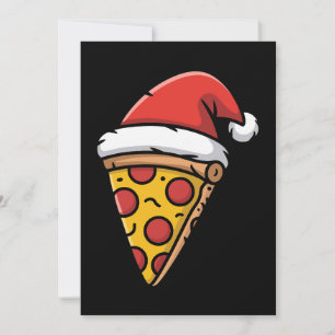 Kerst Pizza Slice Kerstman Hoed Pepperoni Feestdag Kaart