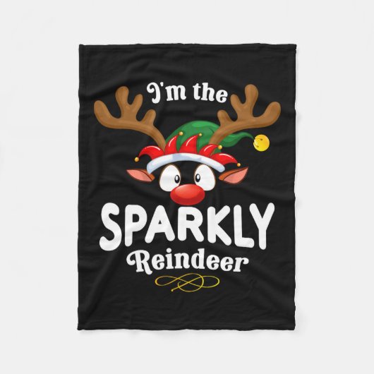 Kerst Pjs Sparkly Xmas Rendier Matching Fleece Deken (Voorkant)
