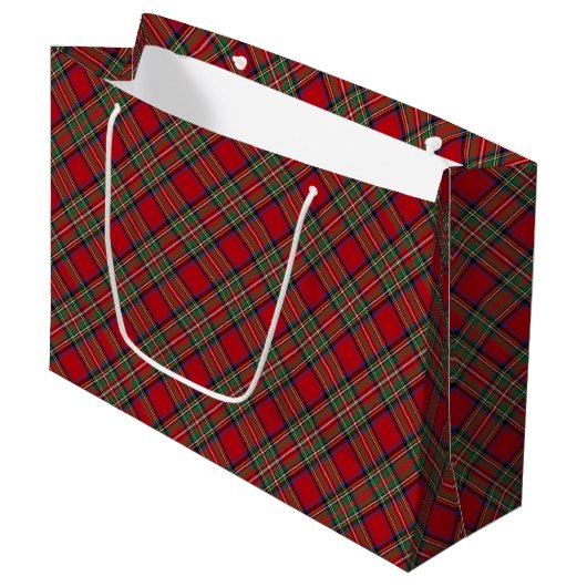 Kerst Plaid Clan Stewart Red Tartan Groot Cadeauzakje (Voorkant Gekanteld)