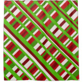 Kerst Plaid Diagonal in rood, groen en wit Douchegordijn (Voorkant)