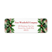 Kerst Plaid en Holly | teruggave Etiket (Voorkant)