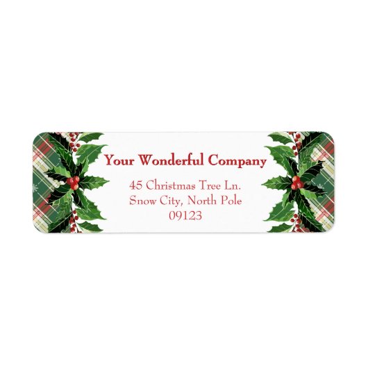 Kerst Plaid en Holly | teruggave Etiket (Voorkant)