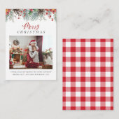 Kerst Plaid Foto Rusticale Botanische Afdruk Notitiekaartje (Voorkant / Achterkant)