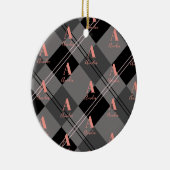Kerst Plaid Gepersonaliseerd Grijs Zwart Roze Keramisch Ornament (Rechts)