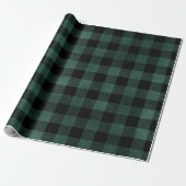 Kerst Plaid Groene Winter Flanel Rustiek Cadeaupapier (Uitgerold)
