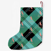 Kerst Plaid Monogram Groen Roze Kleine Kerstsok (Achterkant)