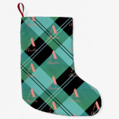 Kerst Plaid Monogram Groen Roze Kleine Kerstsok (Voorkant)