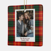 Kerst Plaid Rode Tartan Foto Keramisch Ornament (Links)