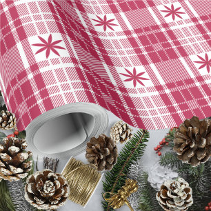 Kerst Plaid - Rood en Wit met Poinsettia Cadeaupapier