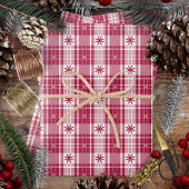 Kerst Plaid - Rood en Wit met Poinsettia Inpakpapier Vel