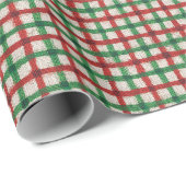 Kerst Plaid Rood Groen Faux Burlap Rustiek Cadeaupapier (Rol Hoek)