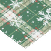 Kerst Plaid Wit, Groen met Witte Sneeuwvlokken Tafelkleed (Gekanteld)