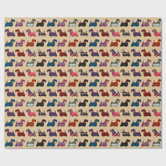 Kerst Plaids Vakantie Schotse Terriers Cadeaupapier (Vlak)