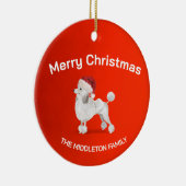 Kerst Poedel Hond Rood Vrolijk Groet Keramisch Ornament (Rechts)