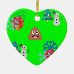 kerst poep emoji keramisch ornament