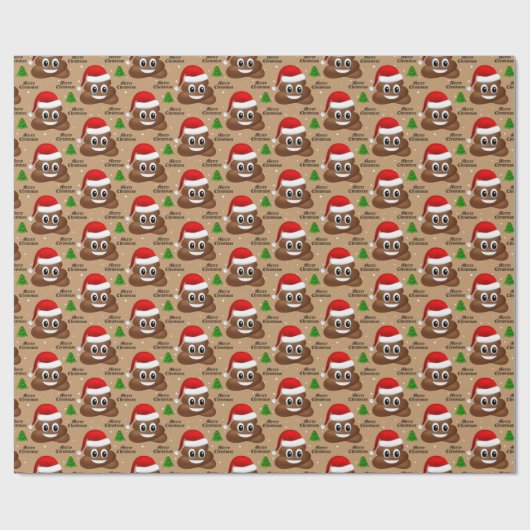 Kerst poep emoji met kerstmuts inpakpapier (Vlak)