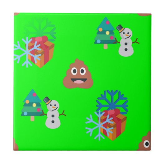 kerst poep emoji tegeltje (Voorkant)