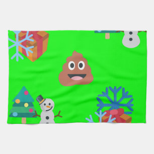 kerst poep emoji theedoek