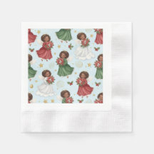Kerst Poinsettia Afro-Amerikaanse engelen