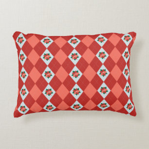 kerst Poinsettia Argyle Accent Kussen