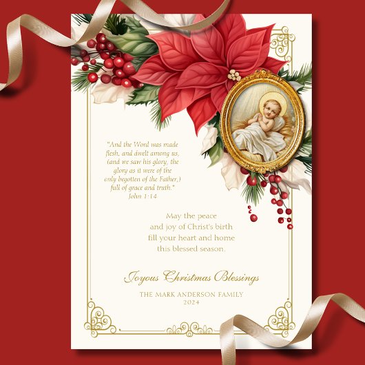 Kerst Poinsettia Baby Jesus