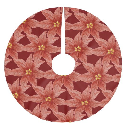 Kerst Poinsettia Bloem Rood Botanisch Kerstboom Rok (Voorkant)