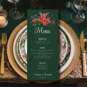 Kerst Poinsettia Bloemen Groen Bruiloft Diner Menu