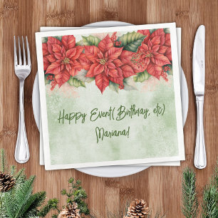 Kerst Poinsettia Bloemstuk Feestservetten Servet
